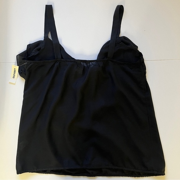 NWT Old Navy Black Ruffled Tank Top Lightweight Sheer Modal Tie Front Sz XL - Picture 10 of 12